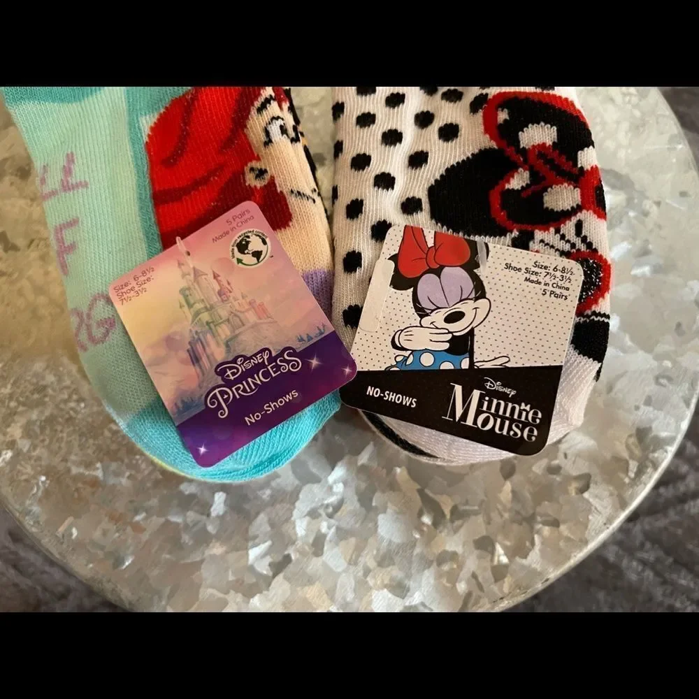 Disney girls socks Minnie Mouse & Princess 6-8 1/2